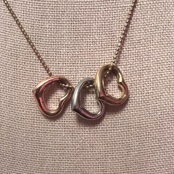 Gold, Silver, And Rose Gold Heart Necklace - Picture 2 of 2